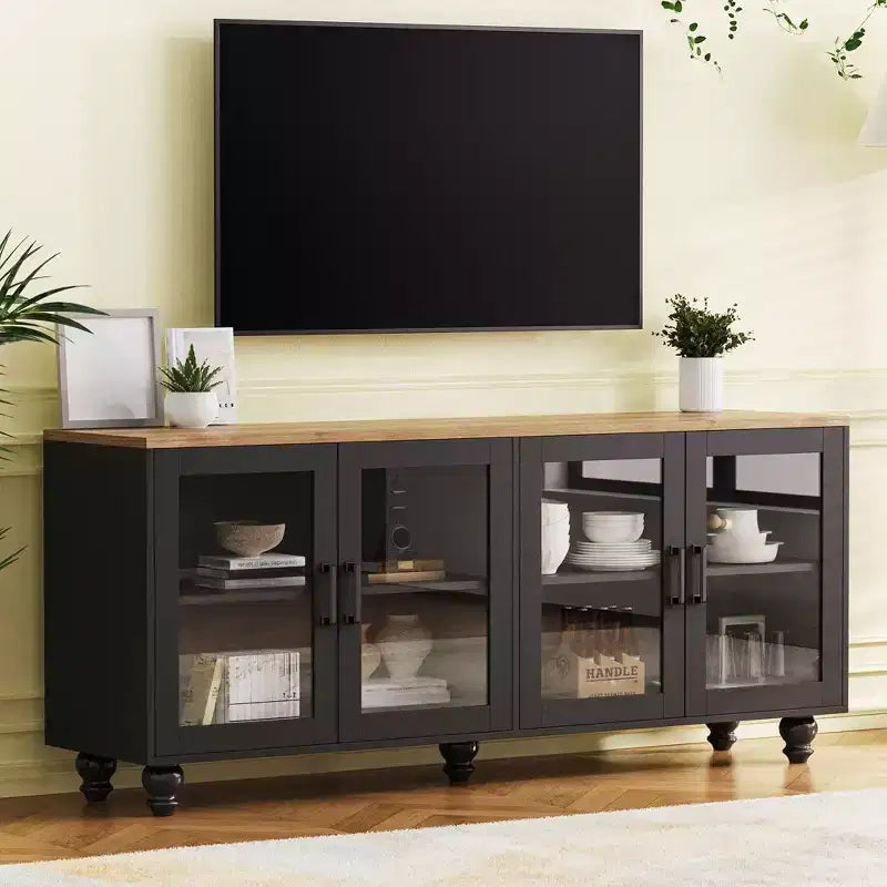 Modern TV Stand For TVs Up to 70, Entertainment Center with Storage Cabinet, Media Console Table Adjustable Shelves for Living Room Bedroom