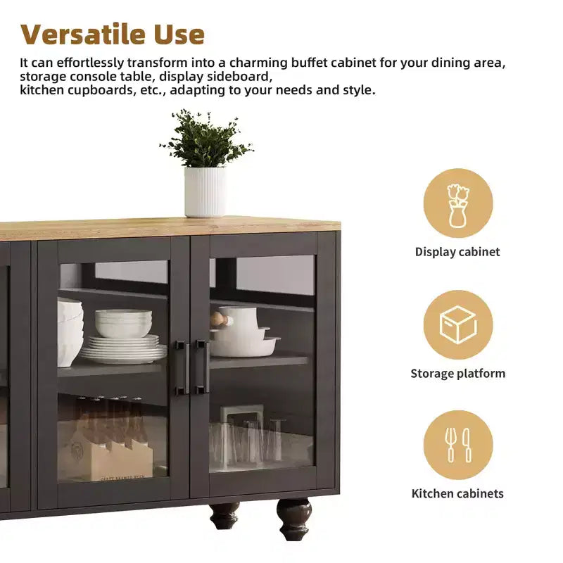 Modern TV Stand For TVs Up to 70, Entertainment Center with Storage Cabinet, Media Console Table Adjustable Shelves for Living Room Bedroom