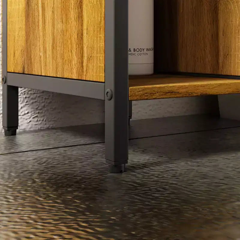 Industrial Bathroom Storage Rack with Metal Mesh Doors and Over-The-Toilet Design