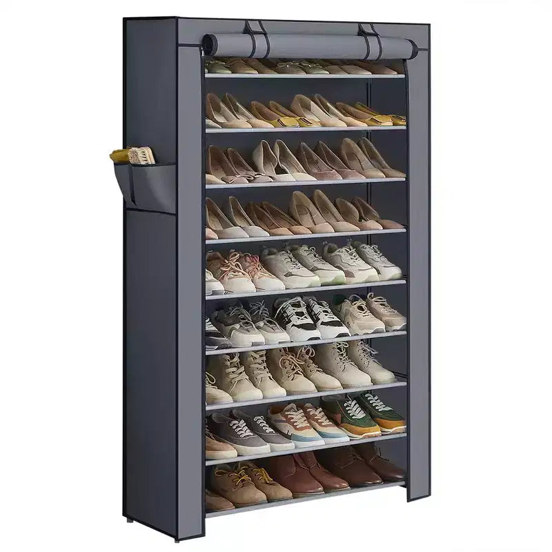 9-Tier Shoe Rack with Nonwoven Fabric Cover, Shoe Storage Shelf for 40-50 Pairs