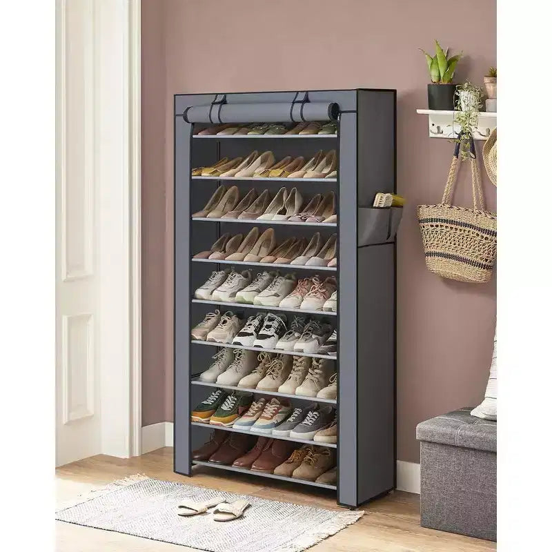 9-Tier Shoe Rack with Nonwoven Fabric Cover, Shoe Storage Shelf for 40-50 Pairs