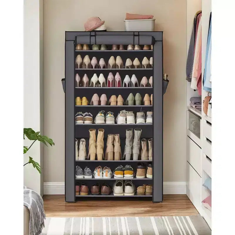 9-Tier Shoe Rack with Nonwoven Fabric Cover, Shoe Storage Shelf for 40-50 Pairs