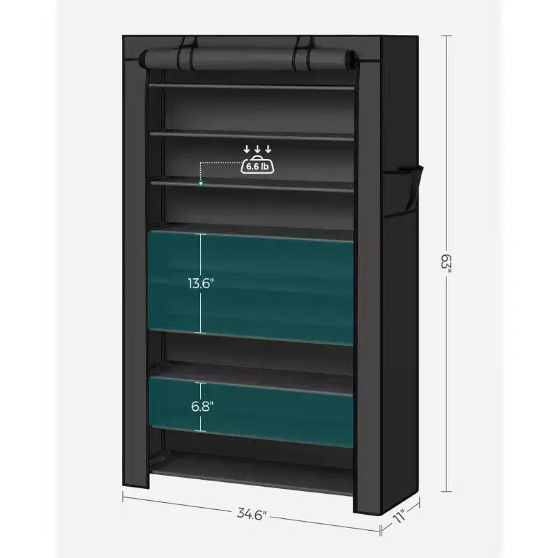 9-Tier Shoe Rack with Nonwoven Fabric Cover, Shoe Storage Shelf for 40-50 Pairs