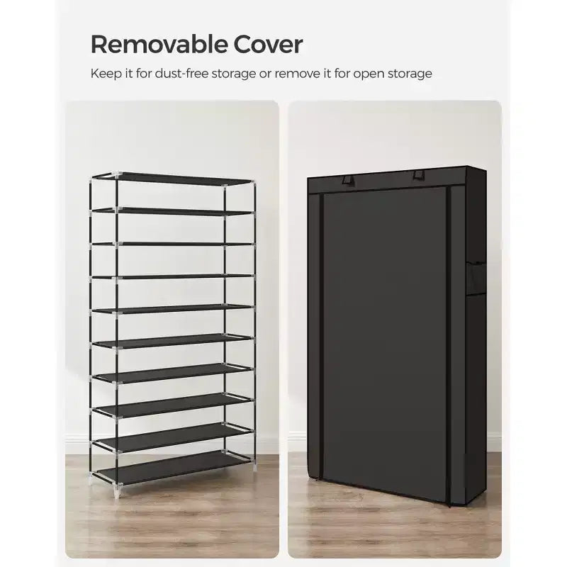 9-Tier Shoe Rack with Nonwoven Fabric Cover, Shoe Storage Shelf for 40-50 Pairs
