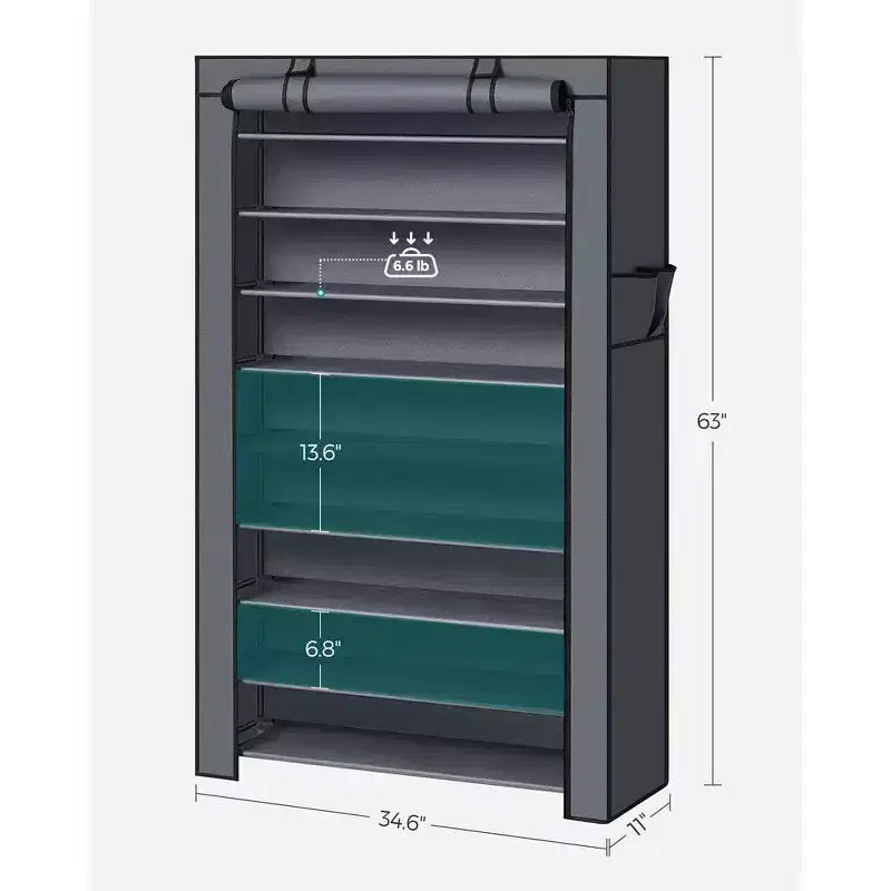 9-Tier Shoe Rack with Nonwoven Fabric Cover, Shoe Storage Shelf for 40-50 Pairs