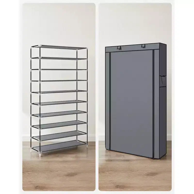 9-Tier Shoe Rack with Nonwoven Fabric Cover, Shoe Storage Shelf for 40-50 Pairs