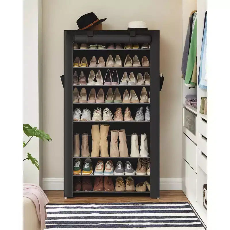 SONGMICS Shoe Rack, 9 Tier Shoe Organizer with Nonwoven Fabric Cover, Shoe Storage Shelf for 40-50 Pairs of Shoes