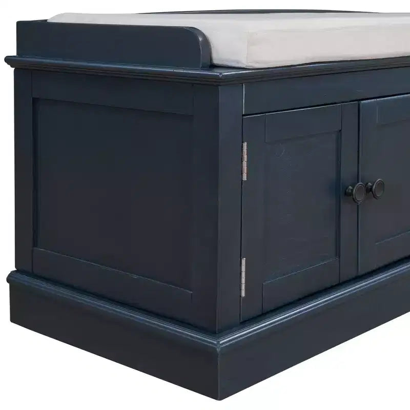Classic Style Storage Bench with 4 Doors and Adjustable Shelves