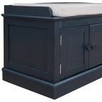Banc de rangement de style classique avec 4 portes et étagères réglables