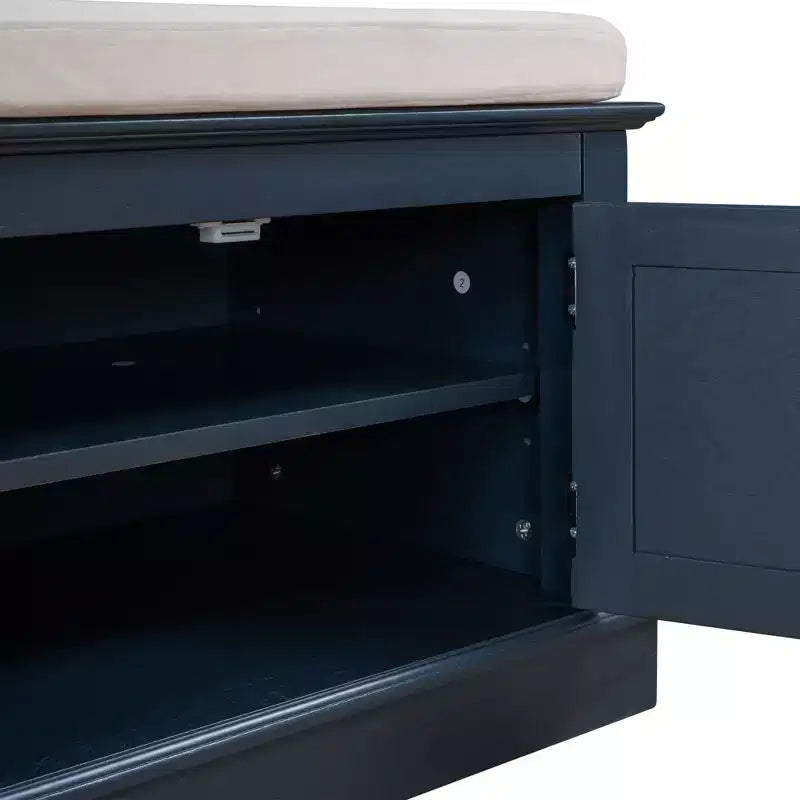Classic Style Storage Bench with 4 Doors and Adjustable Shelves