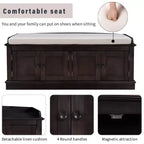 Banc de rangement de style classique avec 4 portes et étagères réglables