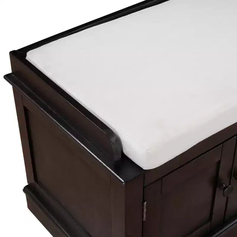 Classic Style Storage Bench with 4 Doors and Adjustable Shelves