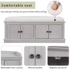 Banc de rangement de style classique avec 4 portes et étagères réglables