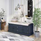 Banc de rangement de style classique avec 4 portes et étagères réglables