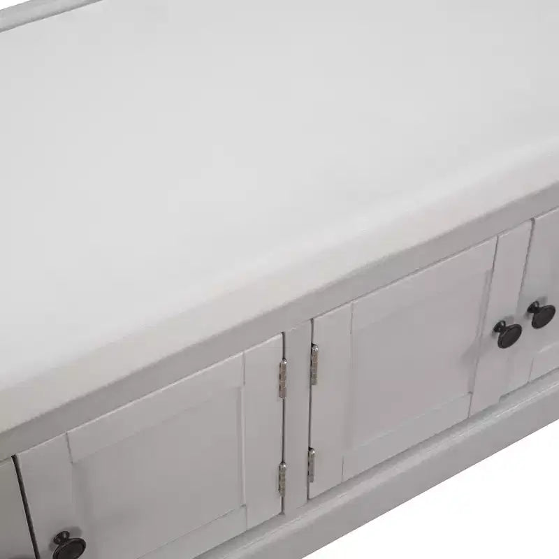 Classic Style Storage Bench with 4 Doors and Adjustable Shelves