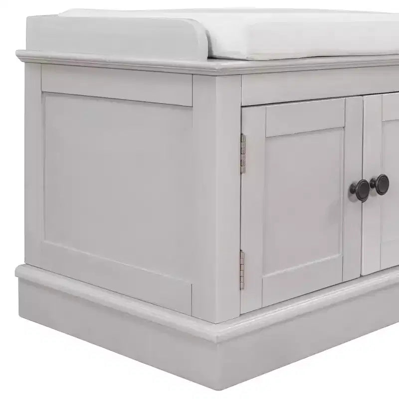 Classic Style Storage Bench with 4 Doors and Adjustable Shelves
