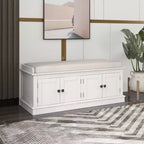 Banc de rangement de style classique avec 4 portes et étagères réglables