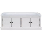 Banc de rangement de style classique avec 4 portes et étagères réglables