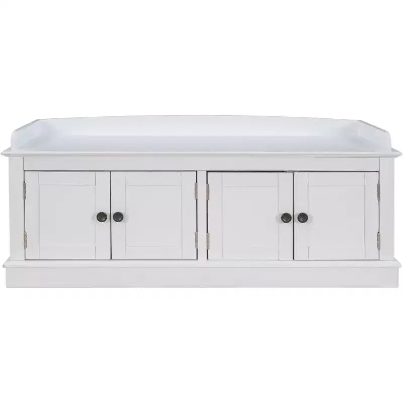 Classic Style Storage Bench with 4 Doors and Adjustable Shelves