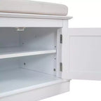Banc de rangement de style classique avec 4 portes et étagères réglables