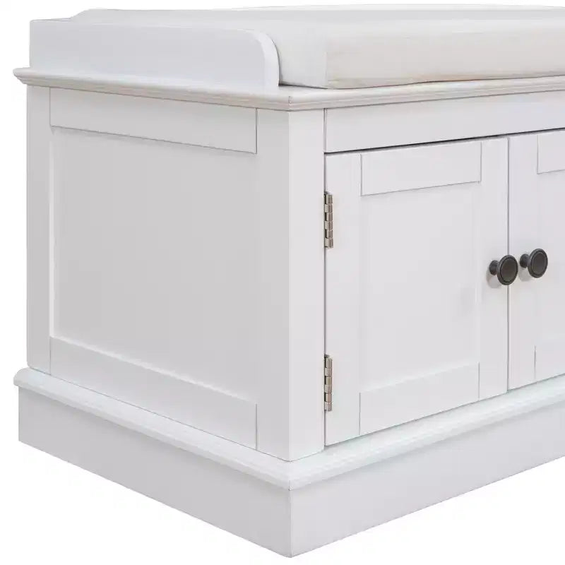 Classic Style Storage Bench with 4 Doors and Adjustable Shelves