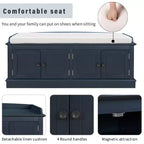 Banc de rangement de style classique avec 4 portes et étagères réglables
