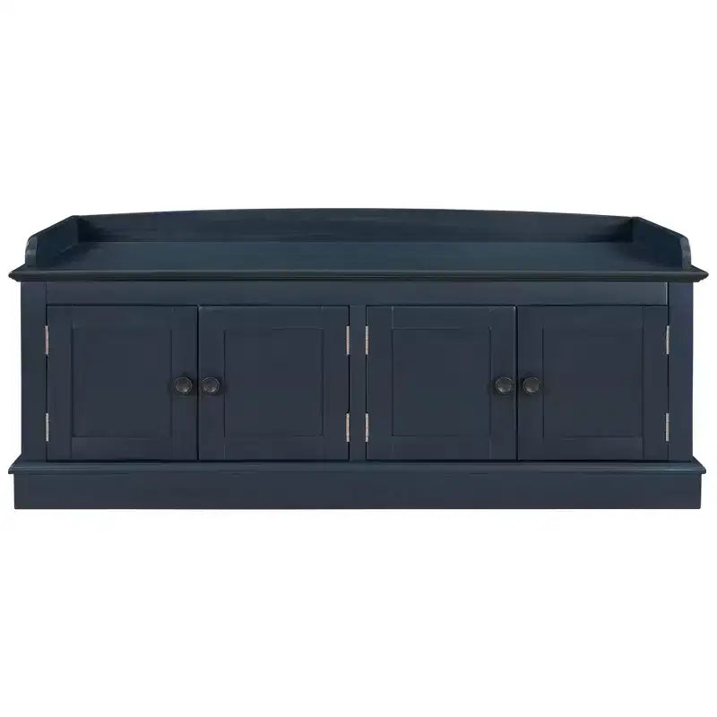 Classic Style Storage Bench with 4 Doors and Adjustable Shelves