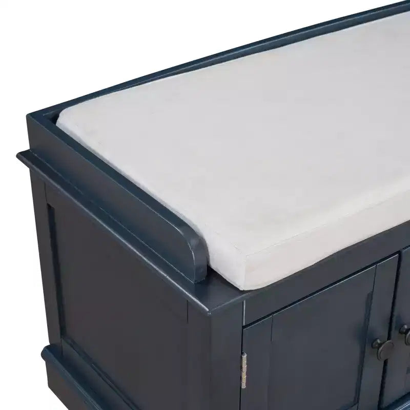 Classic Style Storage Bench with 4 Doors and Adjustable Shelves
