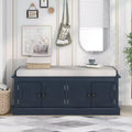 Whisen Classic Style Storage Bench with 4-Doors and Adjustable Shelves