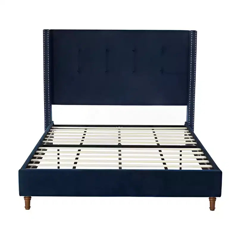 Upholstered Queen Bed Platform Frame with 54" Tufted Wingback Headboard