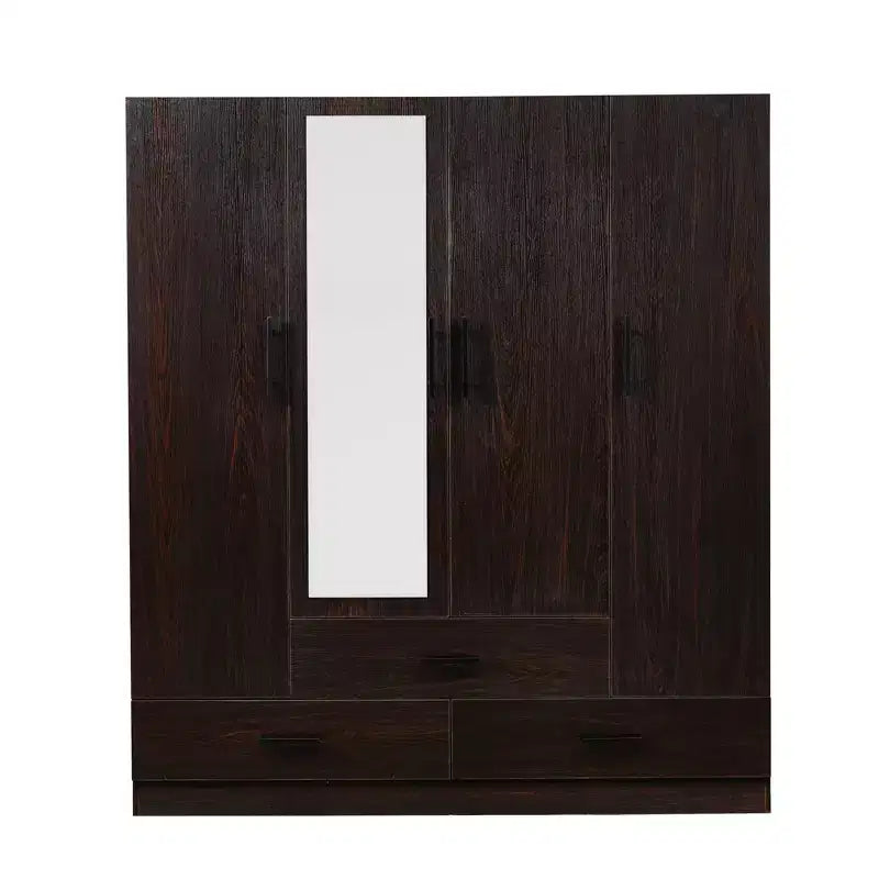 Keloyid Brown Wood 62.99 in. Armoire with 3 Drawers and 6 Shelves
