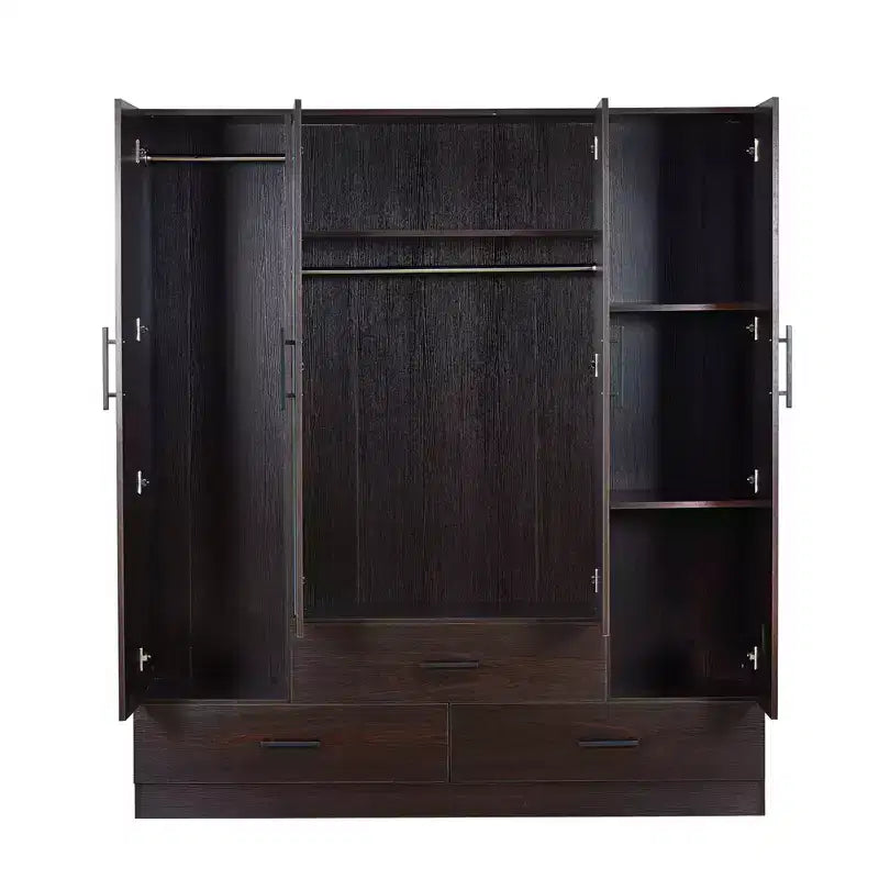Brown Wood 62.99 in. Armoire with 3 Drawers and 6 Shelves