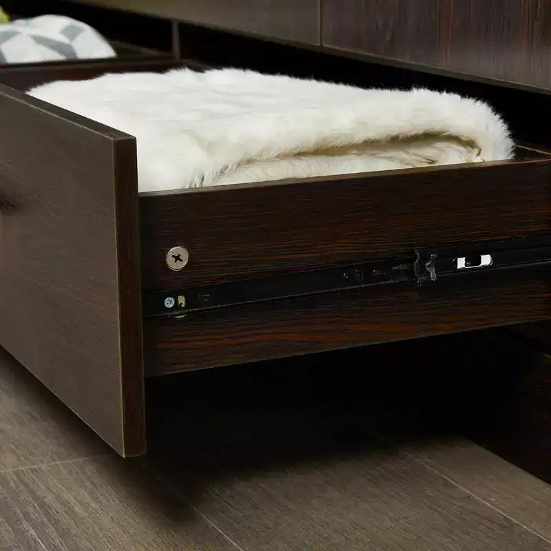 Brown Wood 62.99 in. Armoire with 3 Drawers and 6 Shelves