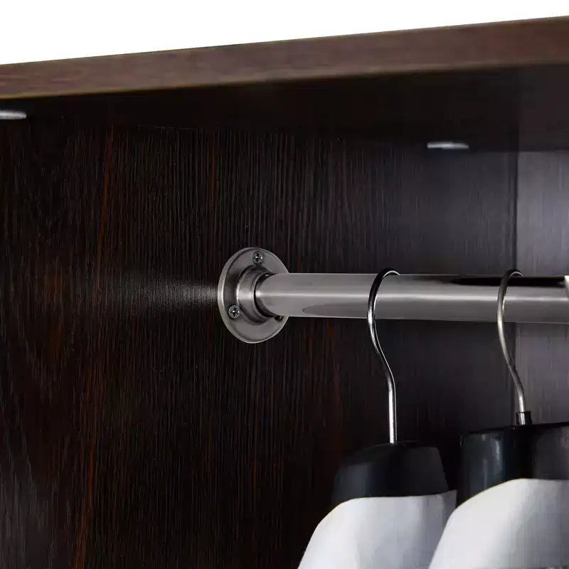 Brown Wood 62.99 in. Armoire with 3 Drawers and 6 Shelves