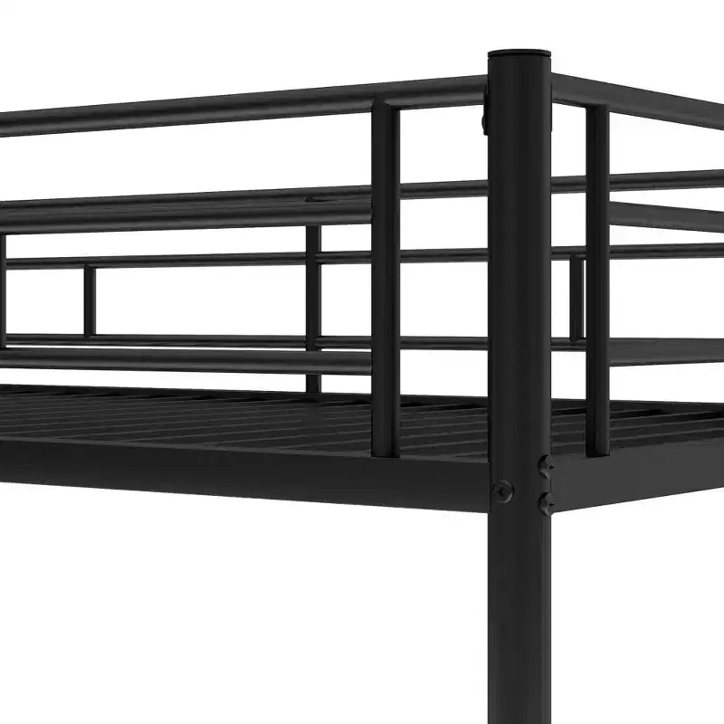 Metal Twin over Twin Bunk Bed with Trundle and 2 Ladders
