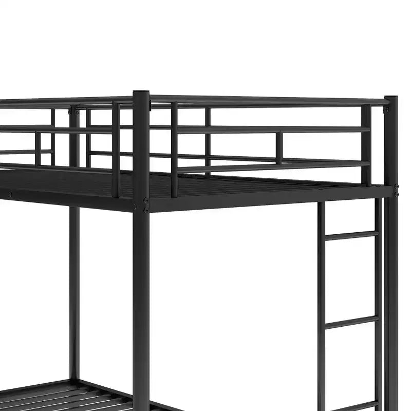 Metal Twin over Twin Bunk Bed with Trundle and 2 Ladders