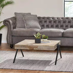 28W Coffee Table Cocktail Table Center Table, Mango Wood, Modern Industrial Design - Merax