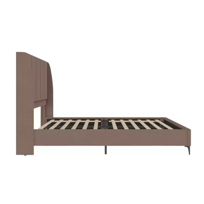 Upholstered Wingback Bed with USB Charging