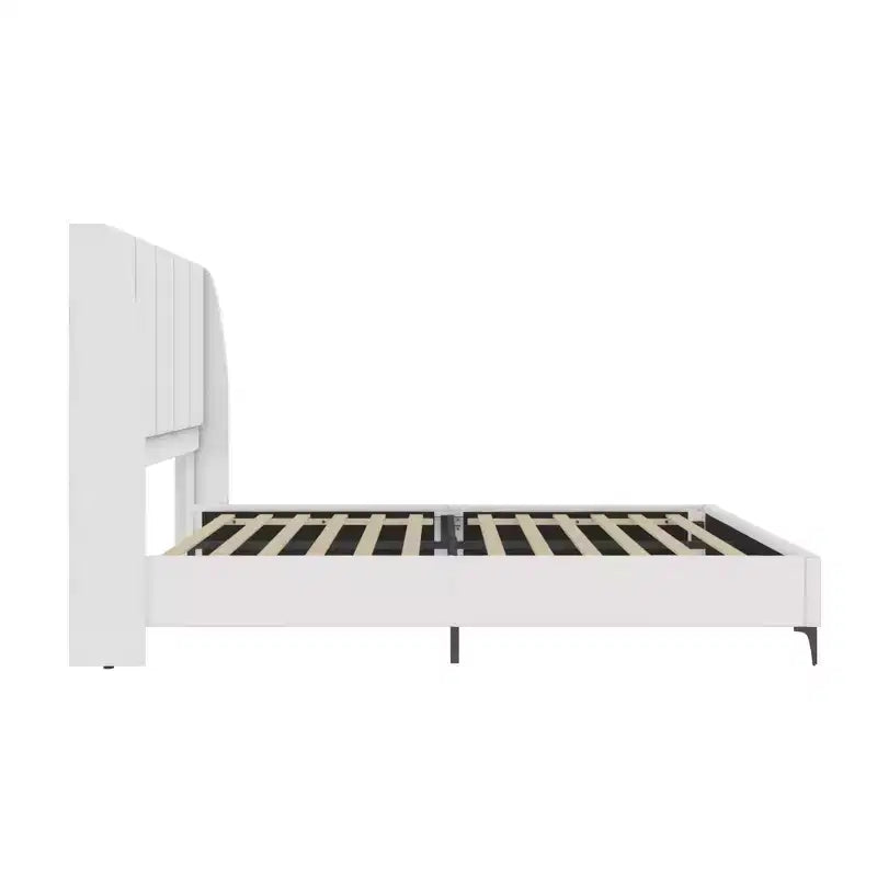 Upholstered Wingback Bed with USB Charging