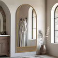 Solid Wood Straight Edge Right Angle Rectangle Brown Full-Length Mirror 180x93x4cm (No Stand)