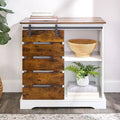 Armoire de rangement à portes coulissantes bicolore avec étagères 31,5H