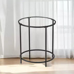Table d'appoint ronde en verre avec cadre en métal