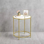 Table d'appoint ronde en verre avec cadre en métal