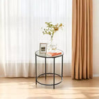 Table d'appoint ronde en verre avec cadre en métal