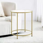 Table d'appoint ronde en verre avec cadre en métal