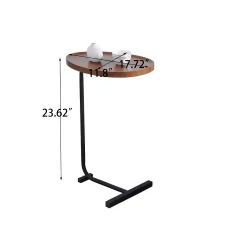 Brown C-Shaped Side Table, Small Sofa Table for Living Room