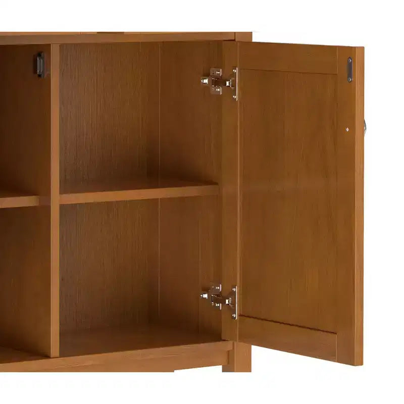 36 inch Wide Solid Wood Transitional Entryway Storage Cabinet in Light Golden Brown