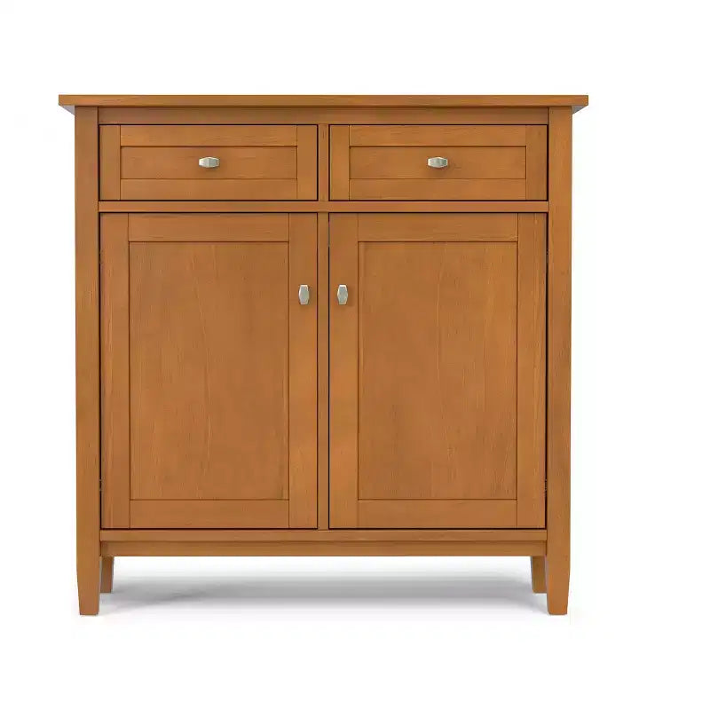 36 inch Wide Solid Wood Transitional Entryway Storage Cabinet in Light Golden Brown