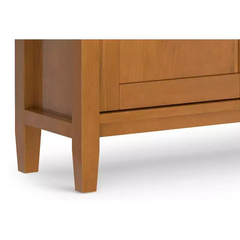 36 inch Wide Solid Wood Transitional Entryway Storage Cabinet in Light Golden Brown