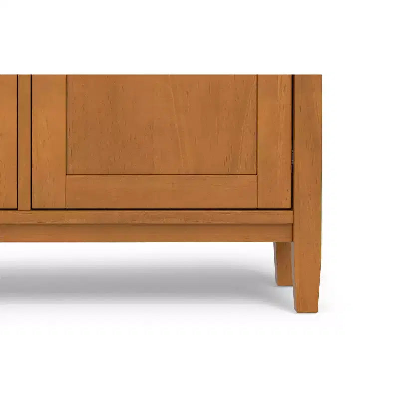 36 inch Wide Solid Wood Transitional Entryway Storage Cabinet in Light Golden Brown